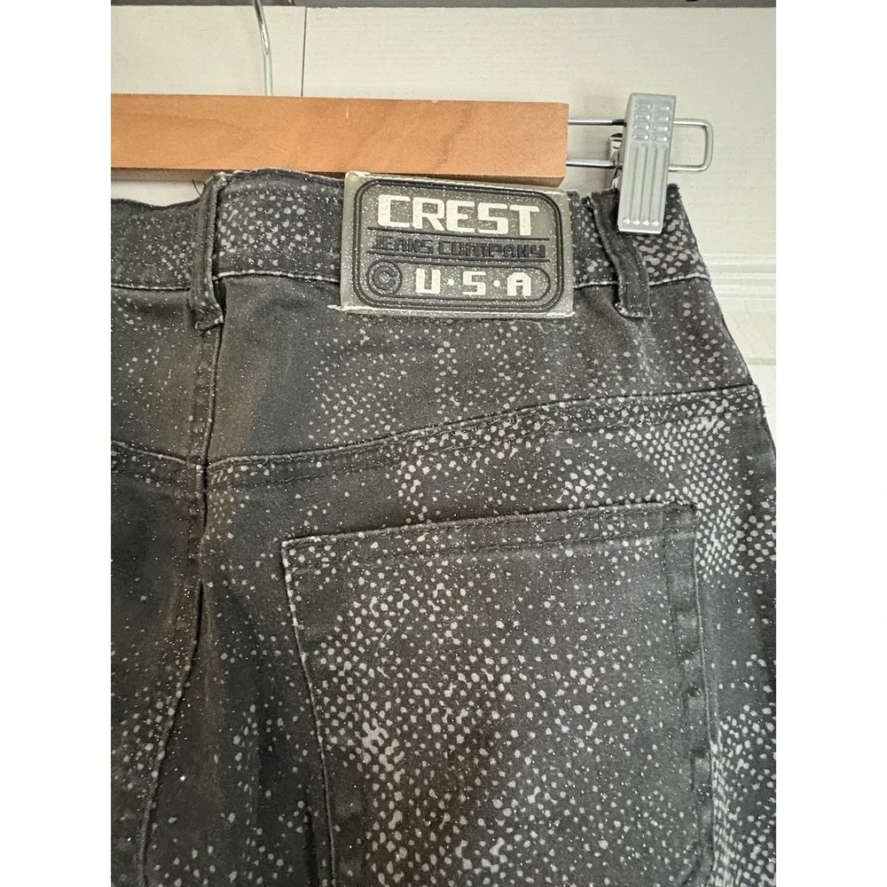 Y2K Vintage 90s‎ Rare CREST Jeans Gray City Artist Skyline Flare Women Sz 1/2